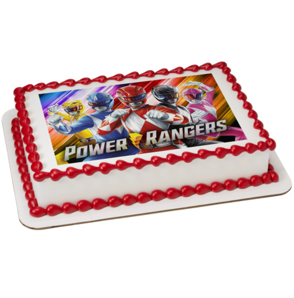 Licensed Power Rangers Morphin Time edible cake topper printed with PhotoCake Edible Image technology, available in Canada
