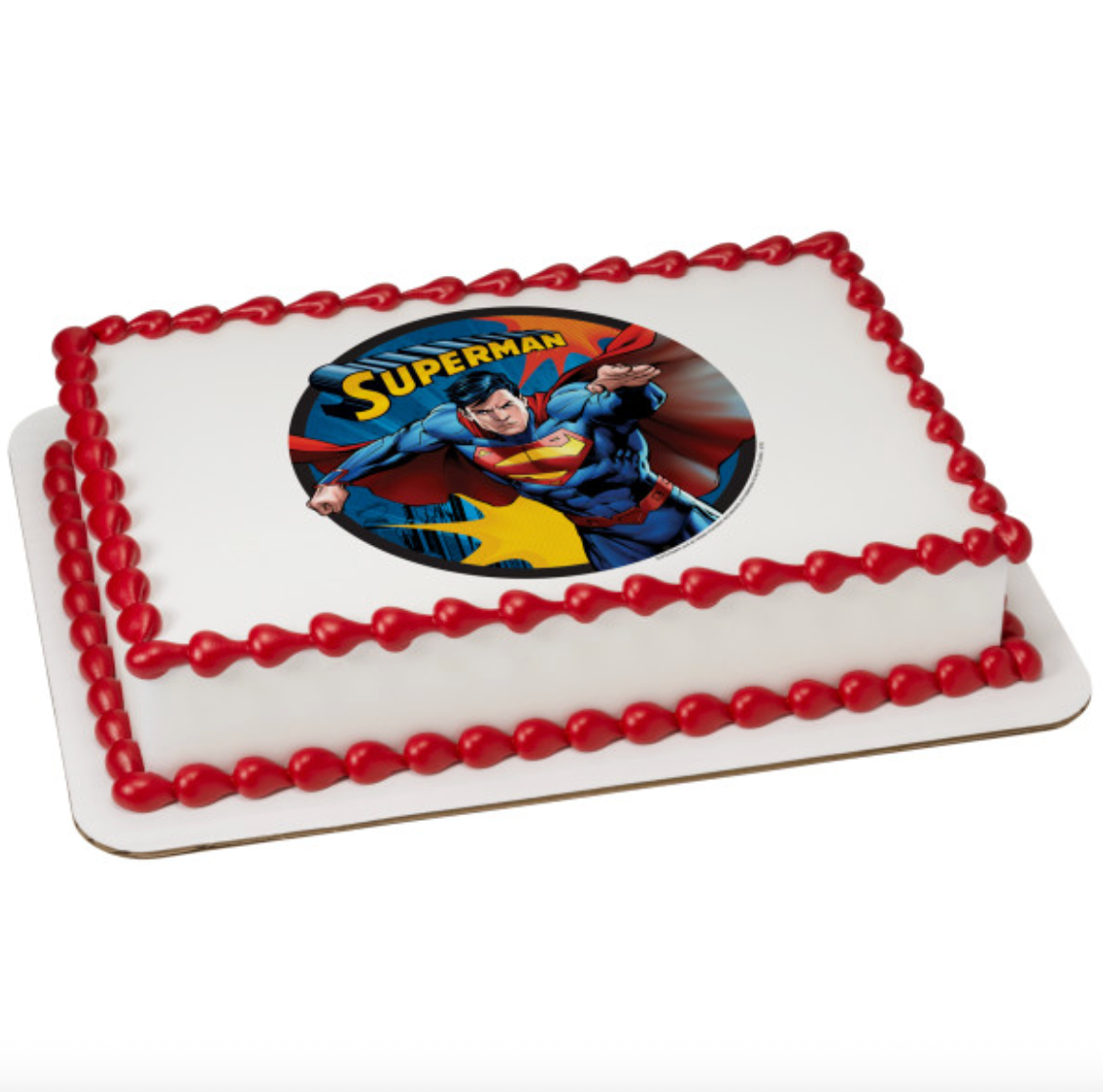 Superman Up Up and Away officially licensed PhotoCake edible image cake topper printed on edible icing sheet Canada
