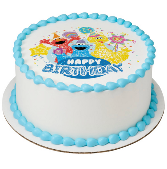 alt="Sesame Street Happy Birthday edible cake topper PhotoCake icing image"
alt="Sesame Street round edible cake topper with Elmo Cookie Monster Big Bird"
alt="PhotoCake edible image Sesame Street birthday cake decoration Canada"
alt="Sesame Street licensed edible icing cake topper close up detail"
alt="Sesame Street cake topper on decorated birthday cake example"
