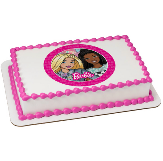 Barbie Friends Forever licensed PhotoCake edible icing cake topper processed in Canada
