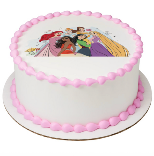 Disney Princess Together PhotoCake edible image cake topper printed on edible icing sheet in Canada
