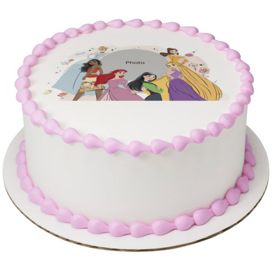 Disney Princess Best Friends PhotoCake edible image frame icing cake topper  

Licensed Disney Princess edible cake topper printed on icing sheet  

Disney Princess Best Friends edible image frame for birthday cake  

PhotoCake Edible Image Disney Princess cake decoration processed in Canada  

Princess birthday cake topper edible icing sheet with Disney Princess design