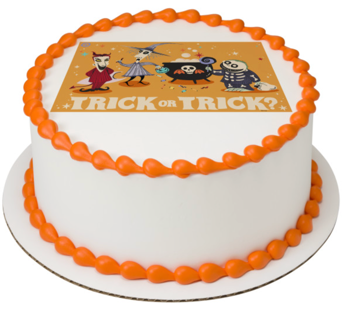 Licensed Disney Tim Burton’s The Nightmare Before Christmas Trick or Treat PhotoCake edible image cake topper printed in Canada
