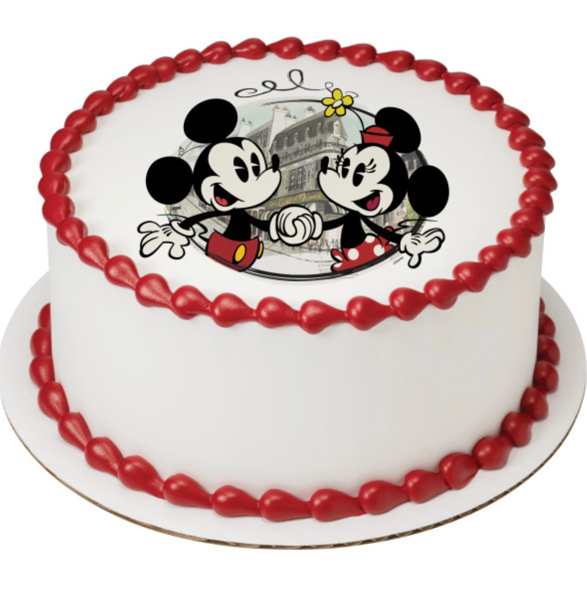 Licensed Mickey Mouse and Friends Cafe Minnie PhotoCake edible icing cake topper processed in Canada
