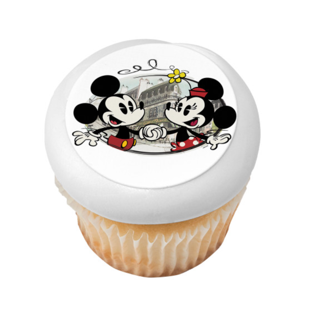 Licensed Mickey Mouse and Friends Cafe Minnie PhotoCake edible icing cake topper processed in Canada
