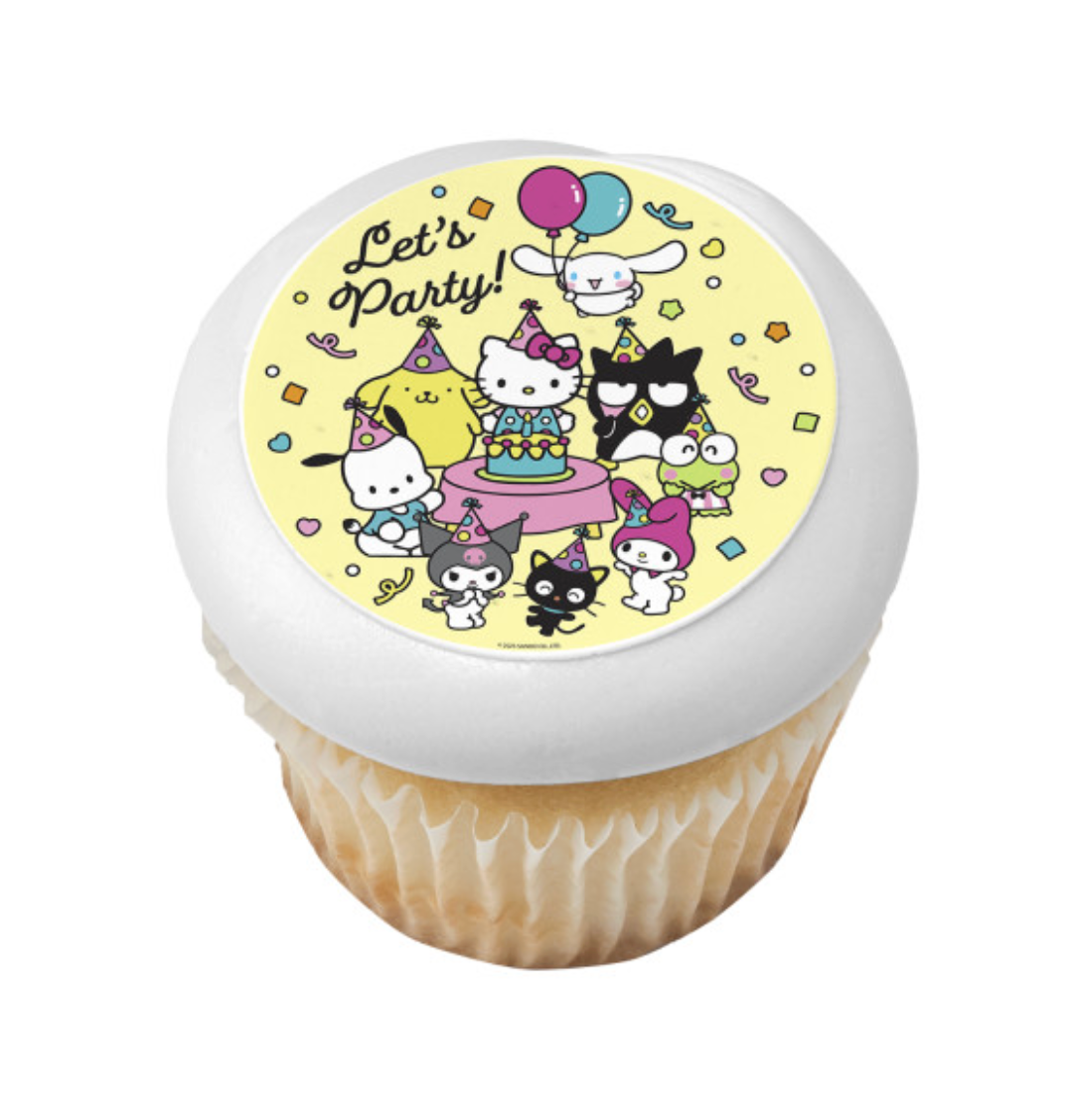 Hello Kitty® Let’s Party PhotoCake® Edible Image® icing cake topper printed in Canada
