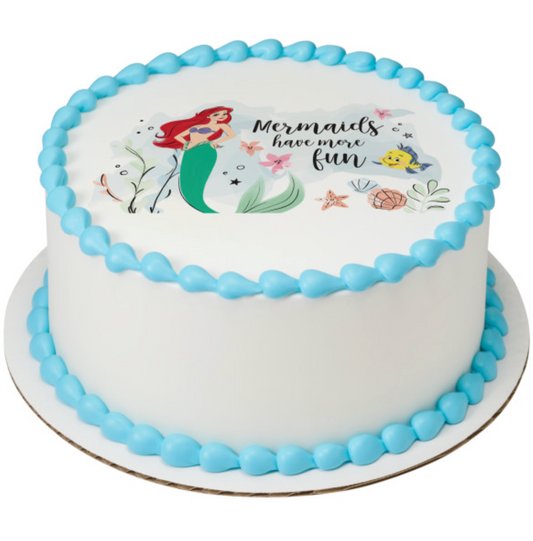 Disney Princess Ariel edible image cake topper for birthday cakes  

Ariel PhotoCake® Edible Image® icing sheet for mermaid party cake  

Licensed Disney Princess cake topper featuring Ariel for kids’ birthday cakes  

Edible icing cake topper with Disney Princess Ariel design processed in Canada  

The Little Mermaid Ariel edible cake decoration for princess birthday party