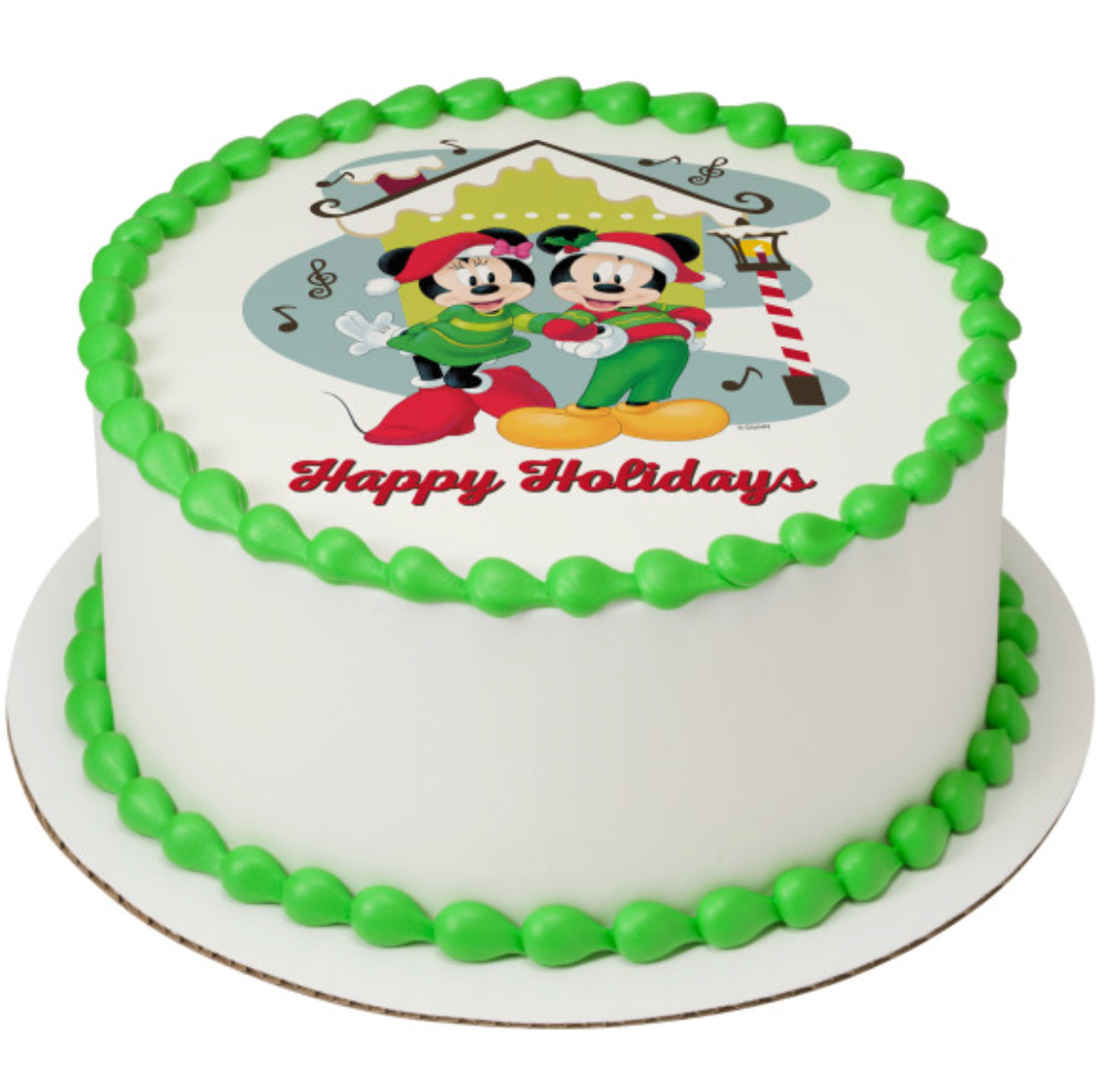 Mickey Mouse and Minnie Mouse Happy Holidays edible cake topper PhotoCake image  

Licensed PhotoCake edible image featuring Mickey Mouse and Minnie Mouse for holiday cakes  

Happy Holidays Mickey and Minnie edible icing sheet cake decoration  

Christmas Mickey Mouse and Minnie Mouse edible cake topper printed in Canada  

Disney holiday edible image cake topper for festive cakes and desserts  

Mickey and Minnie holiday PhotoCake edible icing topper for cakes  

Licensed Mickey Mouse Minnie Mouse Happy H