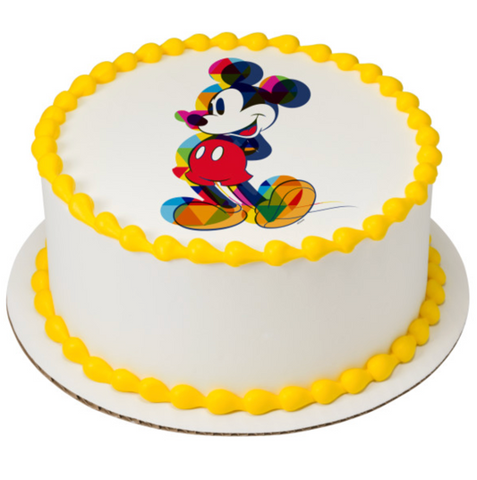 Licensed Mickey Mouse One of a Kind Colorful PhotoCake Edible Image cake topper processed in Canada
