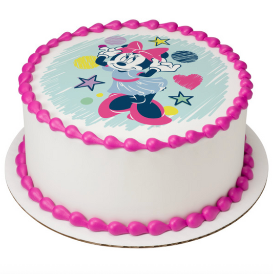 Licensed Disney Minnie Mouse Sweet and Cute PhotoCake edible image cake topper printed in Canada
