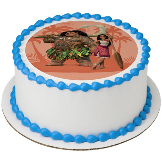 Disney’s Moana 2 Moana and Maui PhotoCake edible image cake topper
