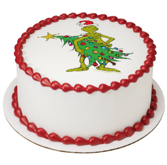 PhotoCake Edible Image cake topper for How the Grinch Stole Christmas themed cake