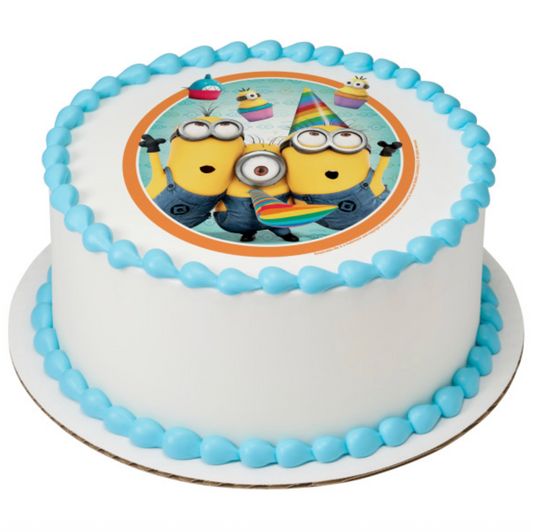 Despicable Me Party Time PhotoCake edible image cake topper printed in Canada
