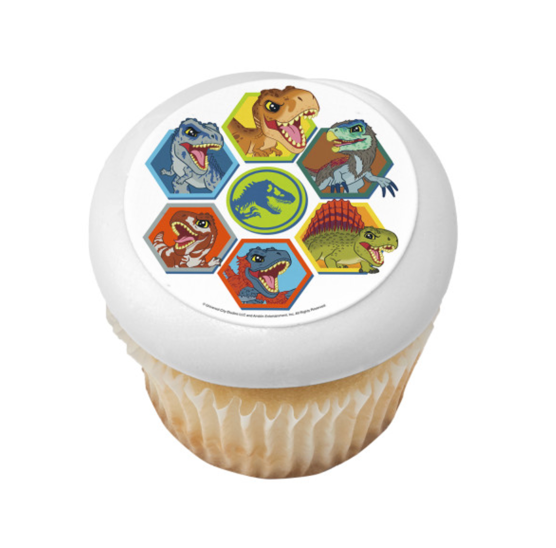 Licensed Jurassic World Explorers PhotoCake edible image cake topper  

Jurassic World Explorers edible icing cake decoration for birthday cakes  

Dinosaur themed PhotoCake edible image cake topper processed in Canada  

Official licensed Jurassic World edible cake topper for kids birthday party  

Edible icing sheet cake topper featuring Jurassic World Explorers design