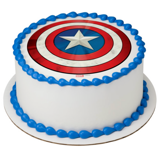 Captain America Icon edible icing sheet cake topper with licensed PhotoCake Edible Image design
