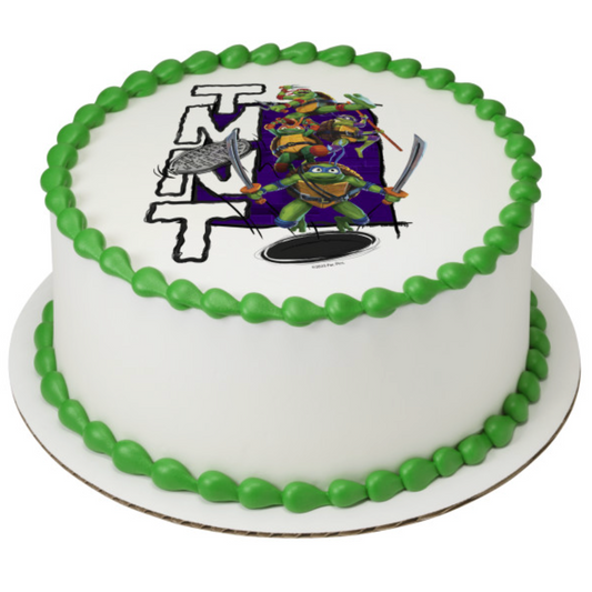 TMNT Mutant Mayhem Surface Time PhotoCake edible image cake topper  

Licensed Teenage Mutant Ninja Turtles edible icing cake topper processed in Canada  

TMNT Mutant Mayhem birthday cake topper with edible icing image  

PhotoCake Edible Image featuring TMNT Mutant Mayhem Surface Time design  

Ninja Turtles edible cake topper for kids birthday cake