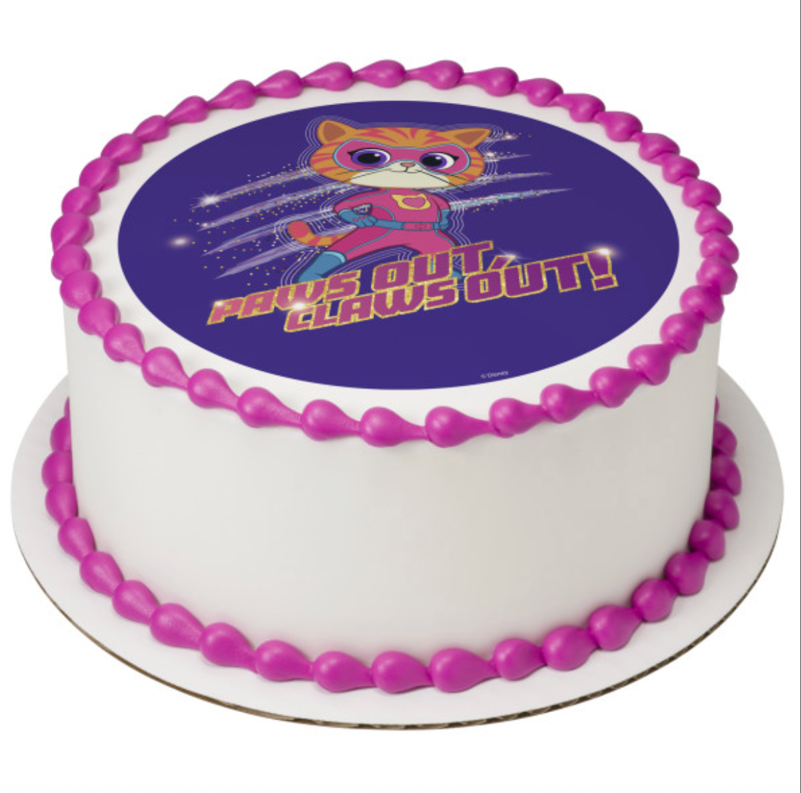 Disney Jr. SuperKitties Paws Out, Claws Out! PhotoCake edible icing cake topper  

Licensed SuperKitties edible image cake topper printed and processed in Canada  

SuperKitties birthday cake topper on edible icing sheet for kids party cake  

PhotoCake Edible Image featuring Disney Jr. SuperKitties Paws Out, Claws Out design  

SuperKitties edible cake decoration for birthday cakes and themed party desserts