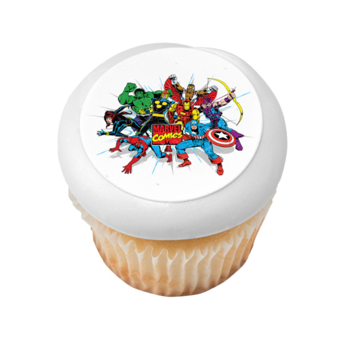 Marvel Comics Originals Unite officially licensed PhotoCake edible image cake topper printed on edible icing sheet made in Canada
