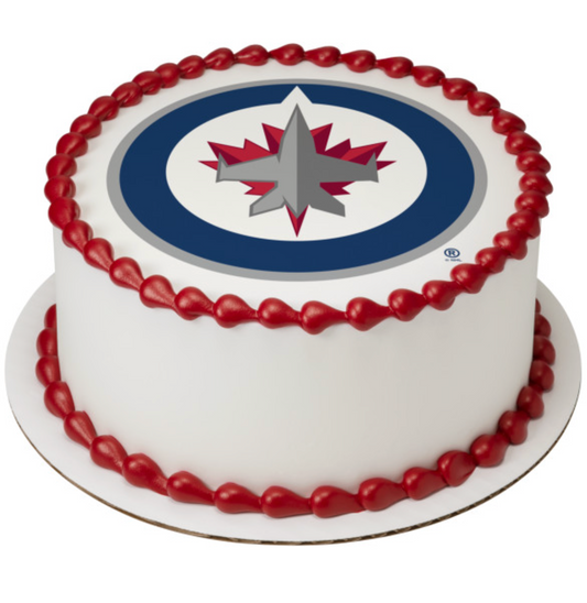 Officially licensed NHL Winnipeg Jets PhotoCake edible image cake topper printed on icing sheet, made in Canada
