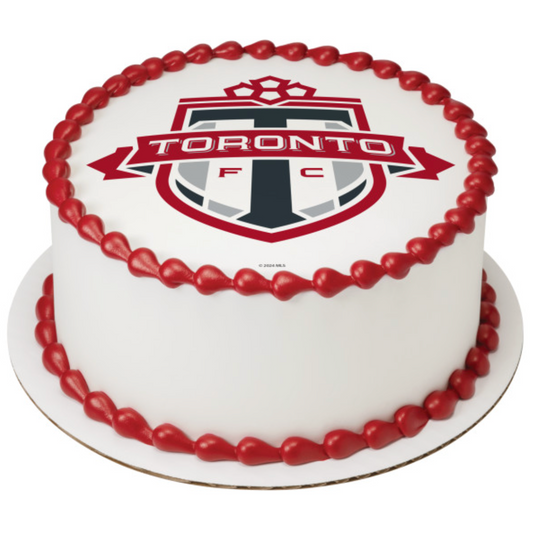 Toronto FC officially licensed PhotoCake® Edible Image cake topper printed on edible icing sheet in Canada
