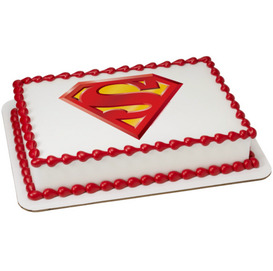 Superman™ Power Up officially licensed PhotoCake® Edible Image® cake topper printed on icing sheet, available in Canada
