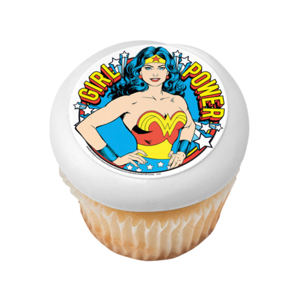 Licensed Wonder Woman™ Girl Power PhotoCake® Edible Image® cake topper for birthday cakes, available in Canada
