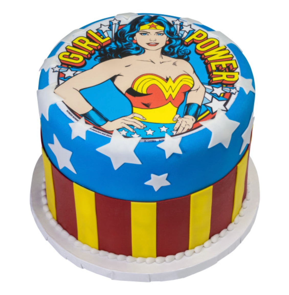 Licensed Wonder Woman™ Girl Power PhotoCake® Edible Image® cake topper for birthday cakes, available in Canada
