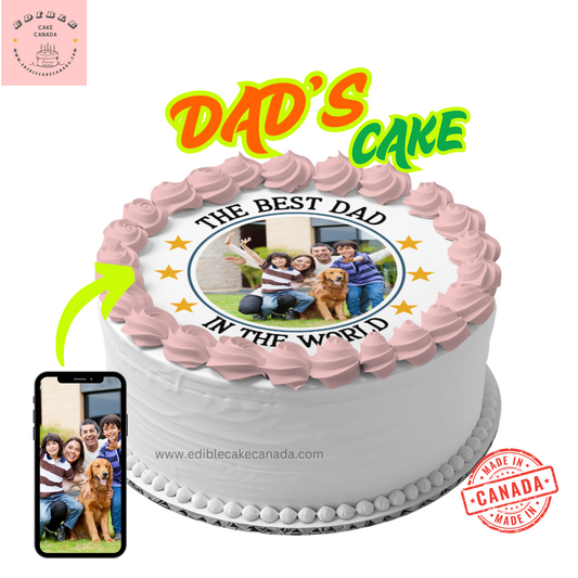 Custom Dad Grand Dad Photo Icing Cake | Personalized Photo Cake Topper for Dad or Grandpa | Personalized Father’s Day Cake