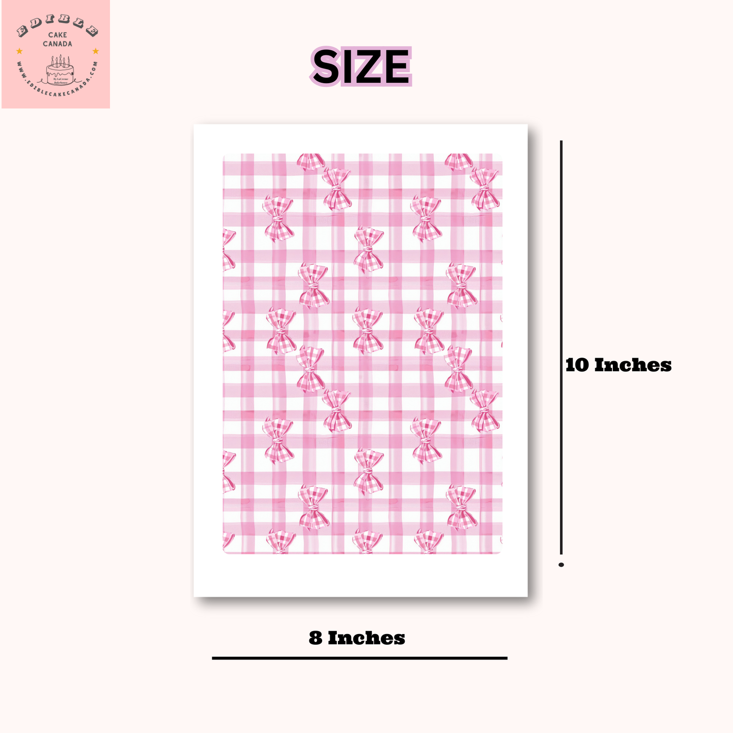 EDIBLE Pink Coquette Cake Wrap | Pink Bows & Gingham Icing Sheet  | Cute  Trendy Cake Strip Topper for Birthdays, Showers Party Cake