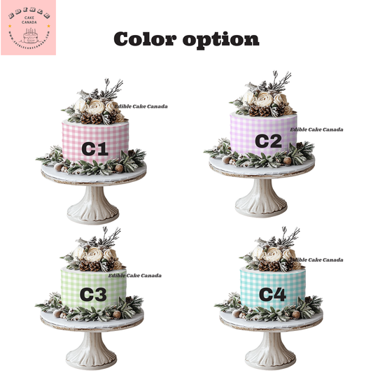 EDIBLE Icing Gingham Cake Wrap | Edible Frosting Paper for Cake strip wrap with checkered pattern | Edible Birthday cake wrap