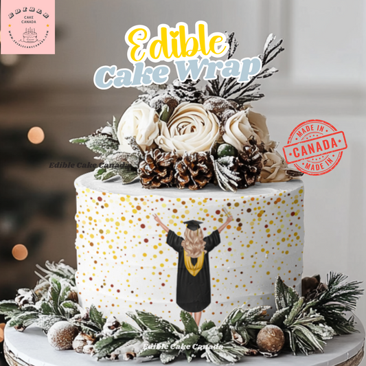 EDIBLE Graduation Frosting sheet Cake Wrap | 8 Design Options | Edible Icing Sheet for Grad Party Cake Decoration