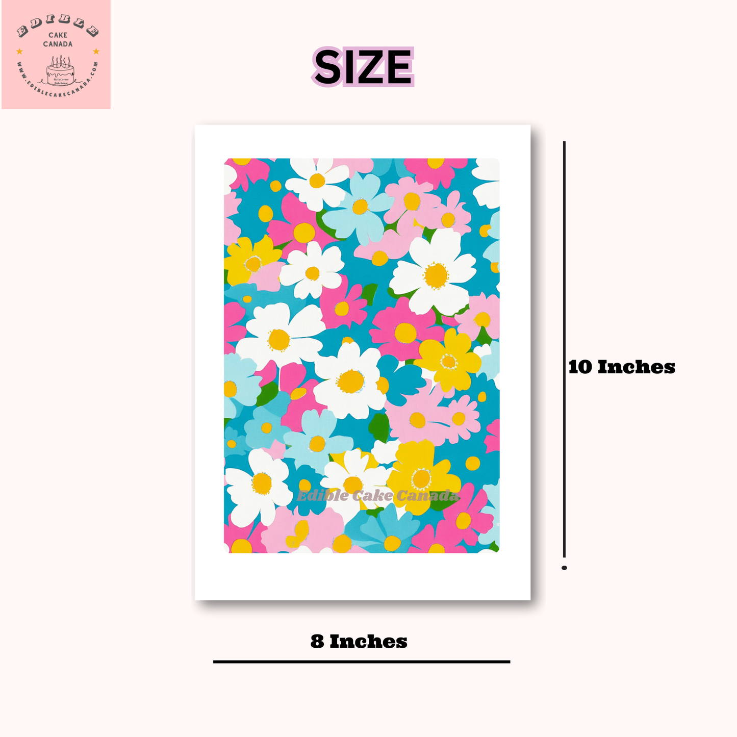 EDIBLE Icing Boho Colourful Flowers Edible Cake Wrap | Edible Floral Cake Decoration | Cake Wrap for Birthdays, Weddings & Garden Parties