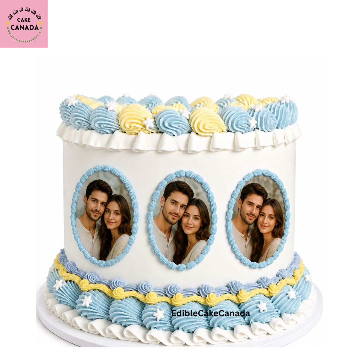 Custom wedding photo edible cake topper