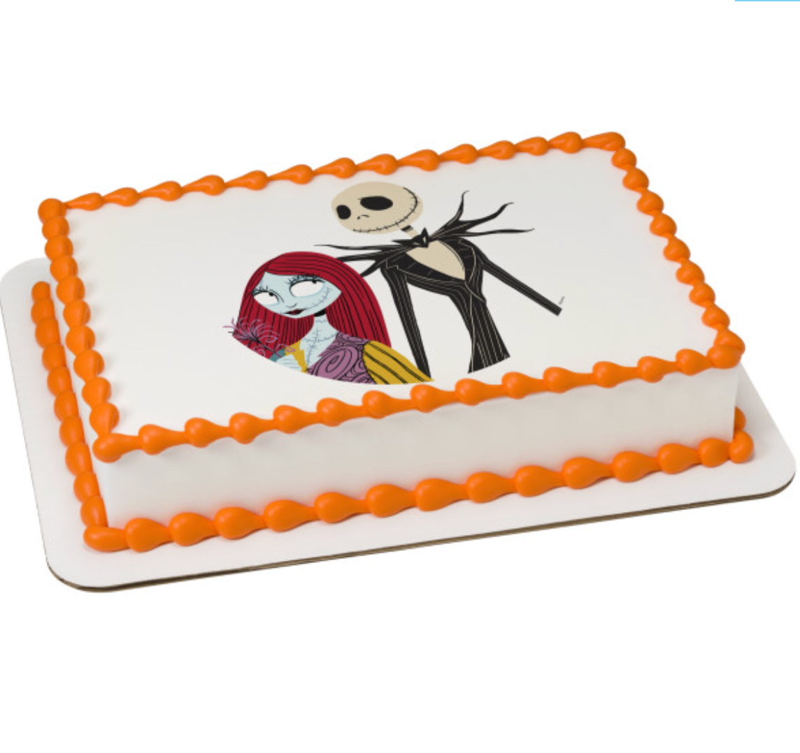 Licensed Disney Tim Burton’s The Nightmare Before Christmas Jack Skellington and Sally PhotoCake edible icing cake topper

Jack Skellington and Sally edible cake image topper processed in Canada

Nightmare Before Christmas edible icing sheet cake decoration featuring Jack and Sally

Official PhotoCake edible image for Nightmare Before Christmas birthday cake

Disney Jack Skellington and Sally edible cake topper for Halloween or birthday cake

Licensed PhotoCake Edible Image cake topper printed in Canada

Ja