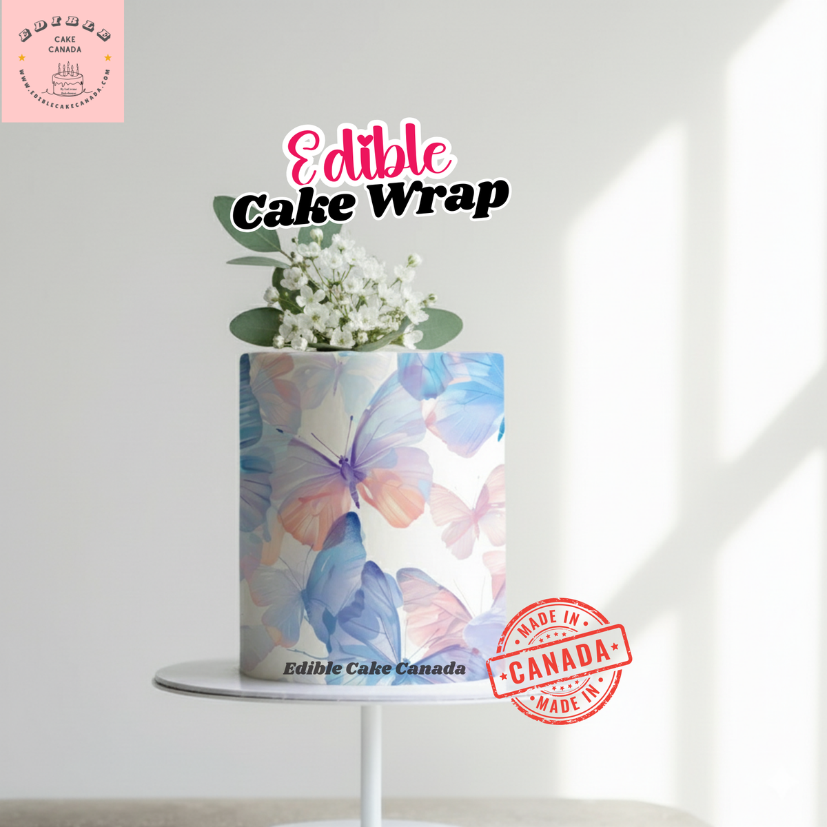 Cake Wrap Patterns Edible Cake Wrap | Elegant Color fulButterfly Pattern Cake Wrap | Edib ...
