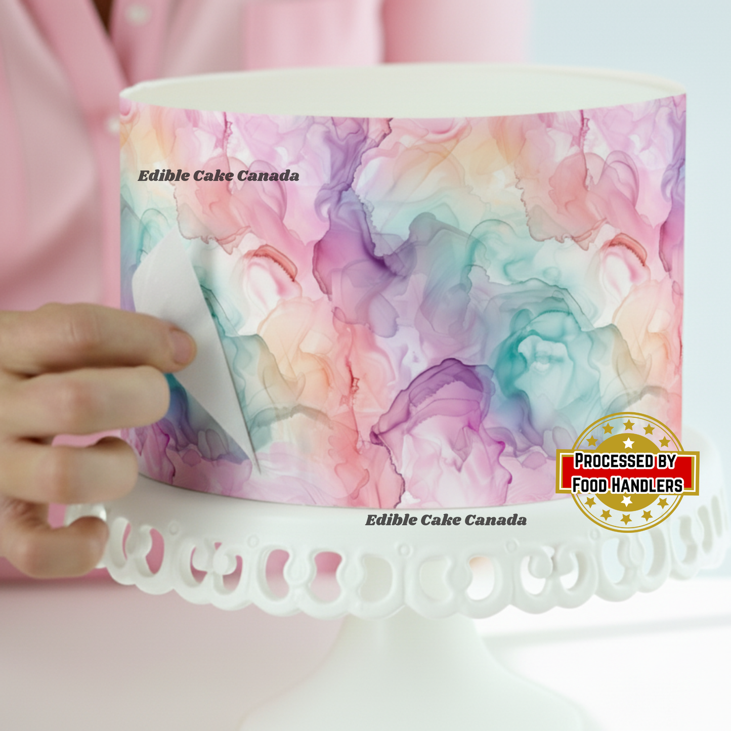 Edible Icing Cake Wrap | Pastel Elegant Colorful Cake Wrap | 10"x8" Edible Icing Sheet for Birthday, Wedding & Special Occasion Cakes